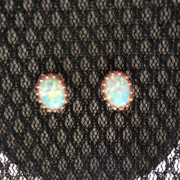 Jewelry - Fire Opal Stud Earrings Rose Gold plated